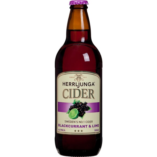 Herrljunga +46 Blackcurrant & Lime Cider Bottle 500ml Single