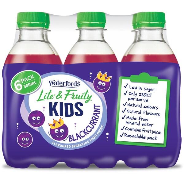 Waterfords Lite & Fruity Blackcurrant Sparkling Fruit Drink 6 x300ml