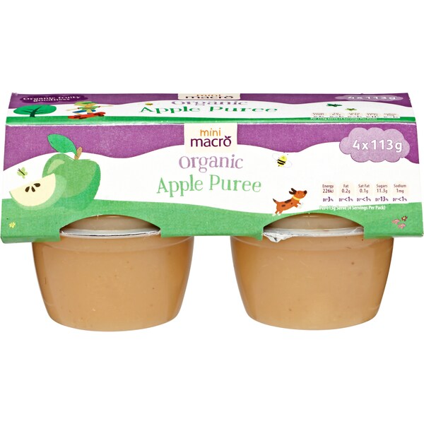 Macro Organic Puree Apple 4x113g