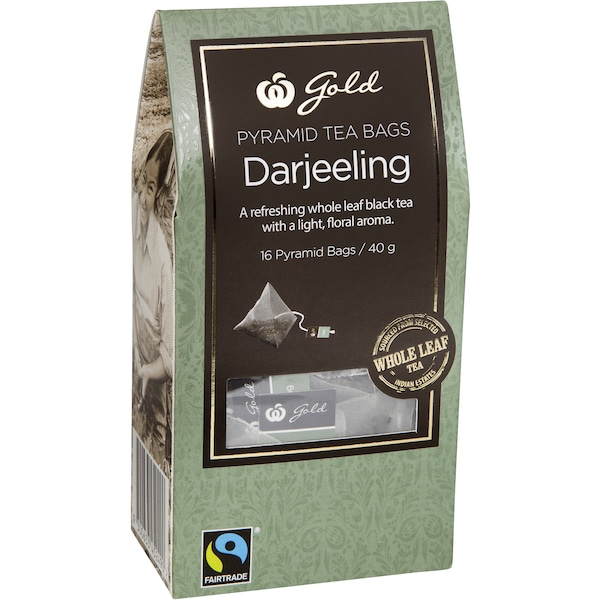 Woolworths Gold Pyramid Tea Bags Darjeeling 16pk