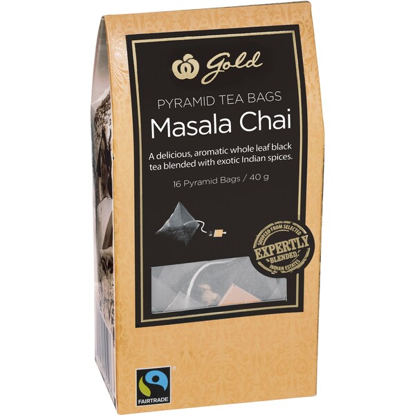 Woolworths Gold Pyramid Tea Bags Masala Chai 16 Pack