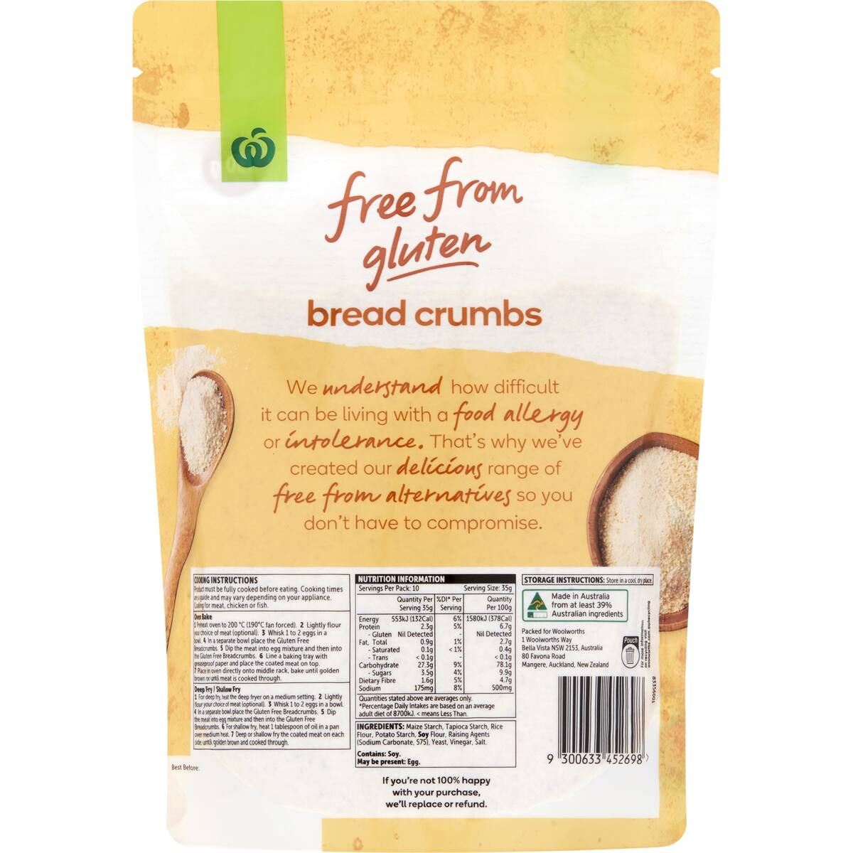 Woolworths Free From Gluten Breadcrumbs 350g bunch