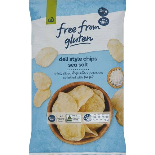 Woolworths Free From Gluten Share Pack Potato Chips Original 100g bunch