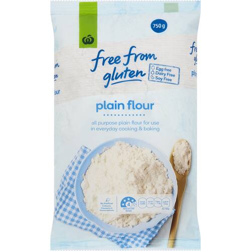 Woolworths Free From Gluten Plain Flour 750g bunch