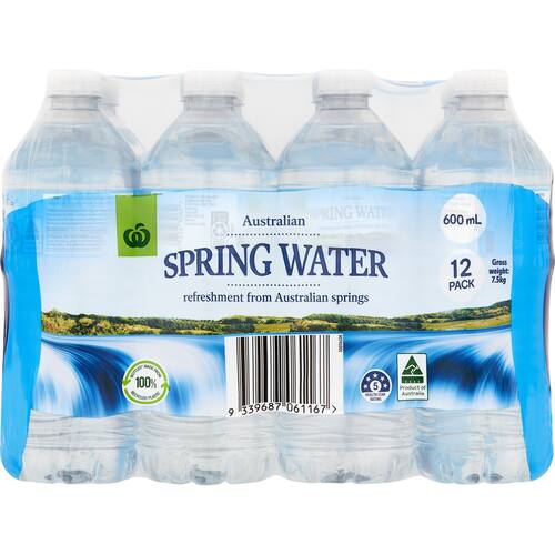 Woolworths Spring Water 12x600ml bunch