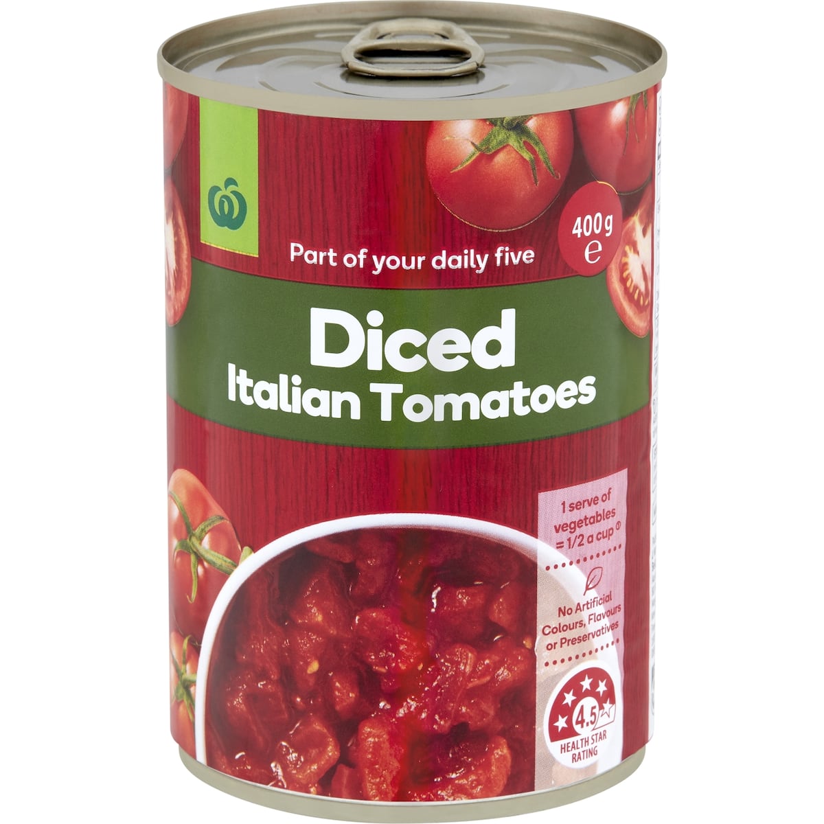 Woolworths Diced Italian Tomatoes No Added Salt 400g bunch