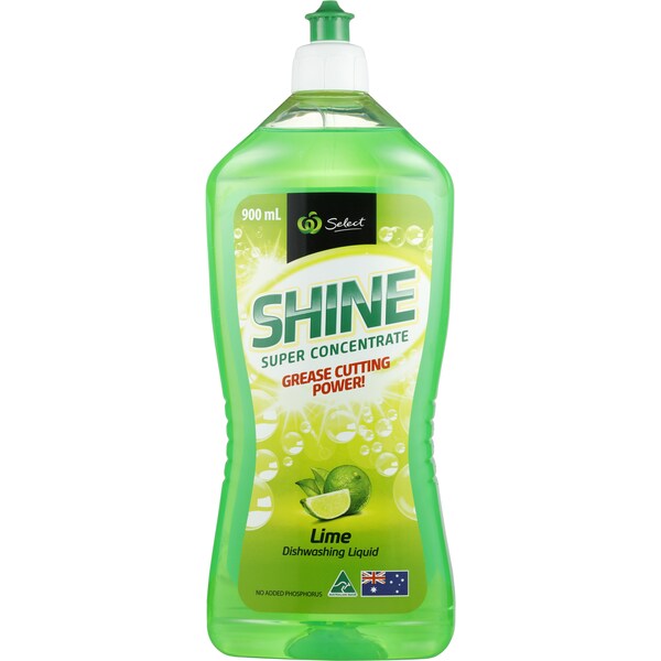 Woolworths Select Dishwashing Shine Liquid Concentrate Lime 900ml