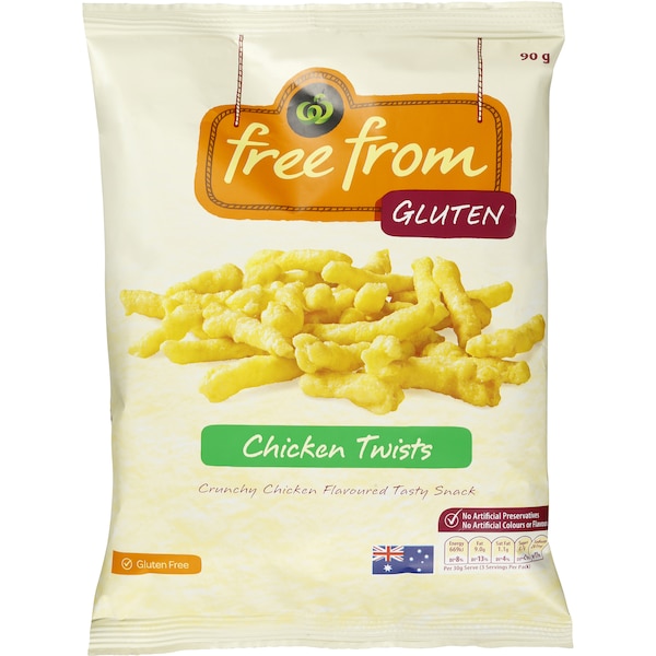 Woolworths Free From Gluten Snacks Chicken Twists 90g