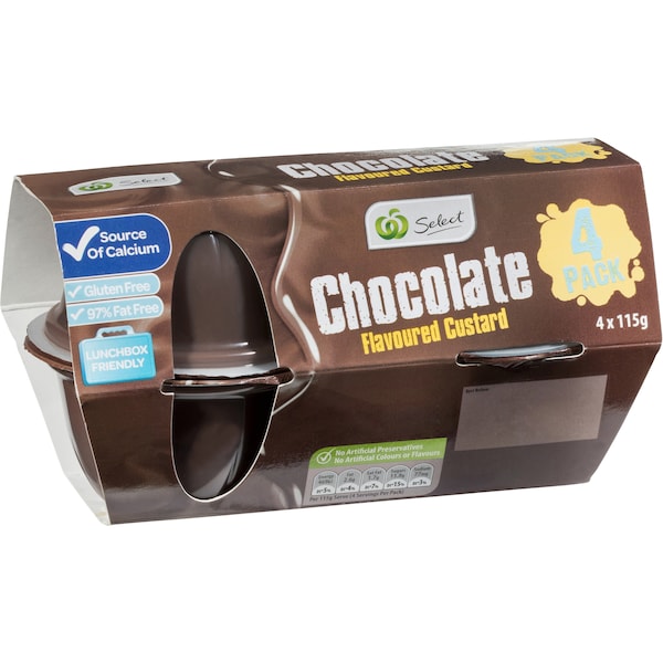 Woolworths Chocolate Flavour Custard 4x115G