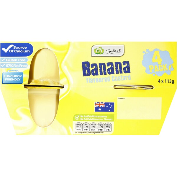 Woolworths Banana Flavour Custard 4x115G
