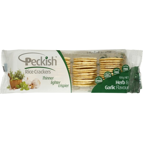 Peckish Rice Crackers Garlic & Herb 100g