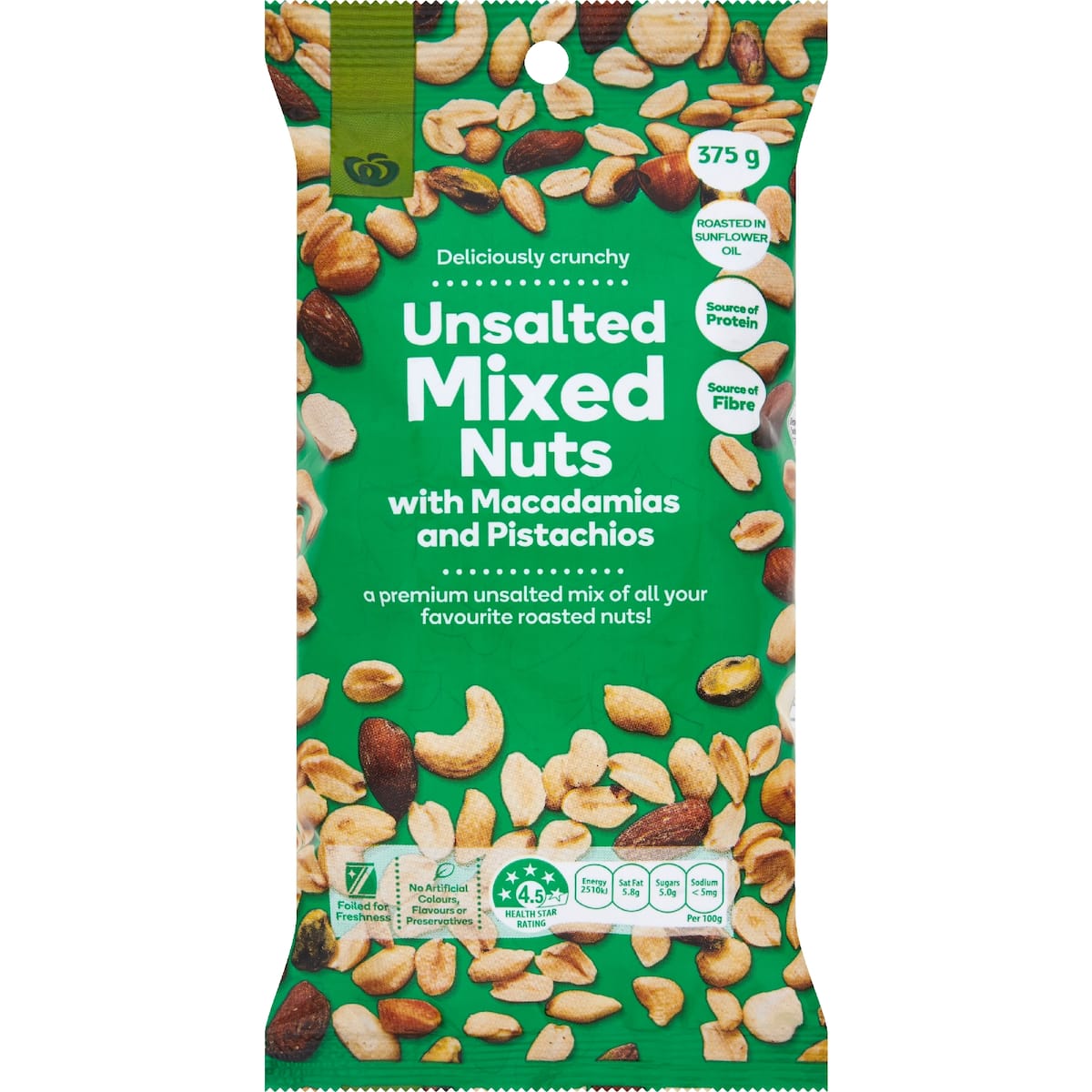 Woolworths Unsalted Mixed Nuts 375g bunch