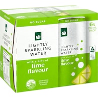 Woolworths Lightly Sparkling Water Cans Lime