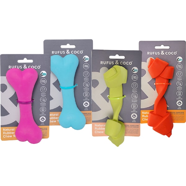 Rufus & Coco Natural Rubber Chew Dog Toy Assorted Each