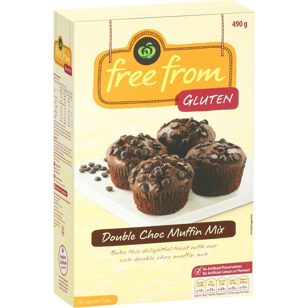 Woolworths Free From Gluten Muffin Mix Double Choc 490g