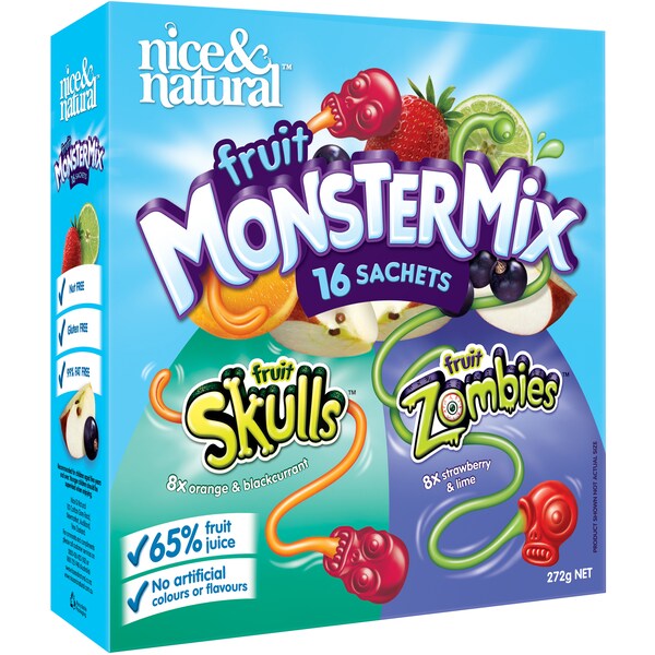 Nice & Natural Fruit Skulls & Zombies Monster Mix 16 Pack