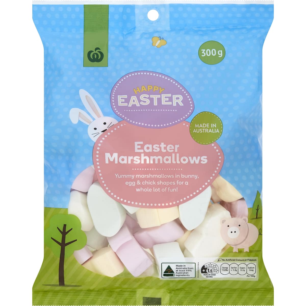 Woolworths Easter Marshmallows 300g bunch