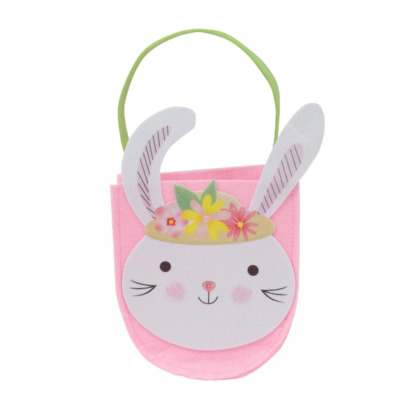 Easter Felt Egg Hunting Bag With Bunny Pink each