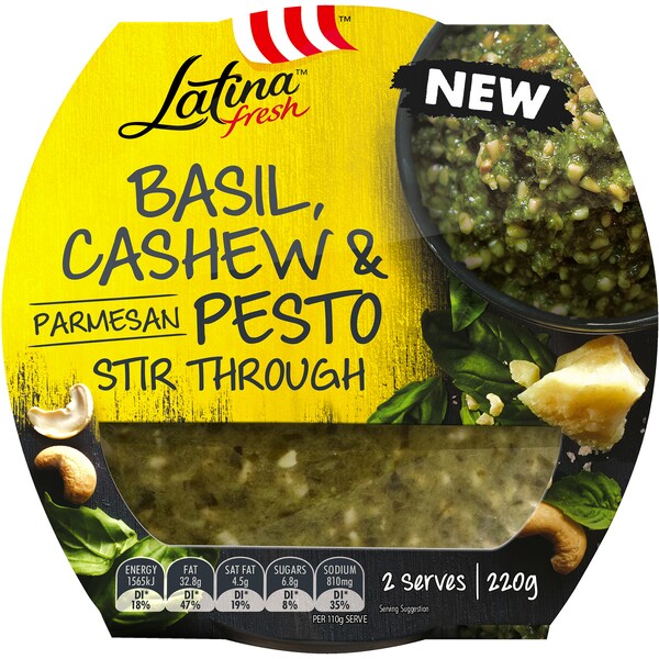 Latina Fresh Stir-Through Sauce Basil & Cashew Pesto 220g