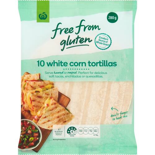Woolworths Free From Gluten Ingredients Tortilla Corn 280g bunch
