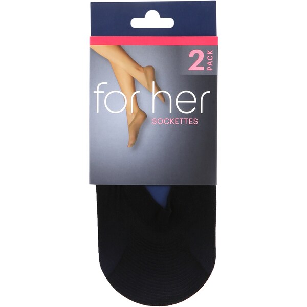 Essentials Sockettes Black One Size 2 Pack