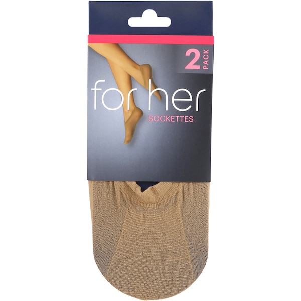 Essentials Sockettes Natural One Size 2 Pack
