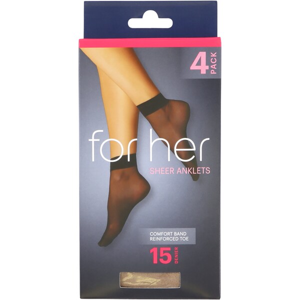 Essentials Anklet Pantyhose Natural One Size 4 Pack