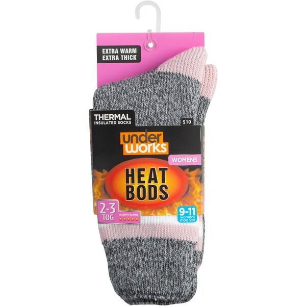 Underworks Ladies Heat Bods Crew Socks Black Each