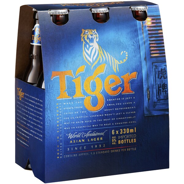 Tiger Asian Asian Lager Bottles 330mL x 6 pack