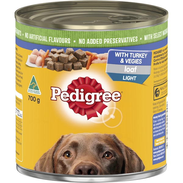 Pedigree Light Loaf With Turkey & Veggies Wet Dog Food Can 700g