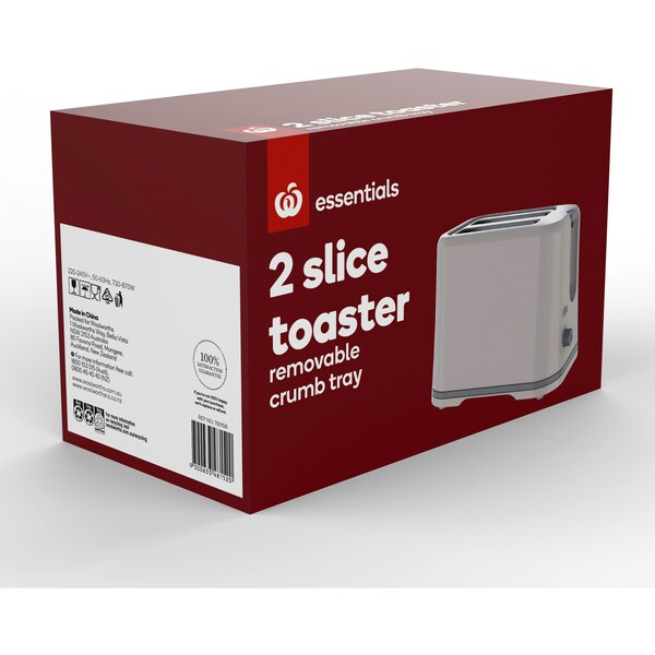 Woolworths Essentials Appliance Plastic Toaster 2 Slice Each
