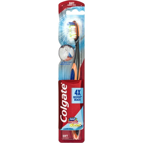 Colgate 360 Degrees Total Floss-Tip Bristles Soft Toothbrush each