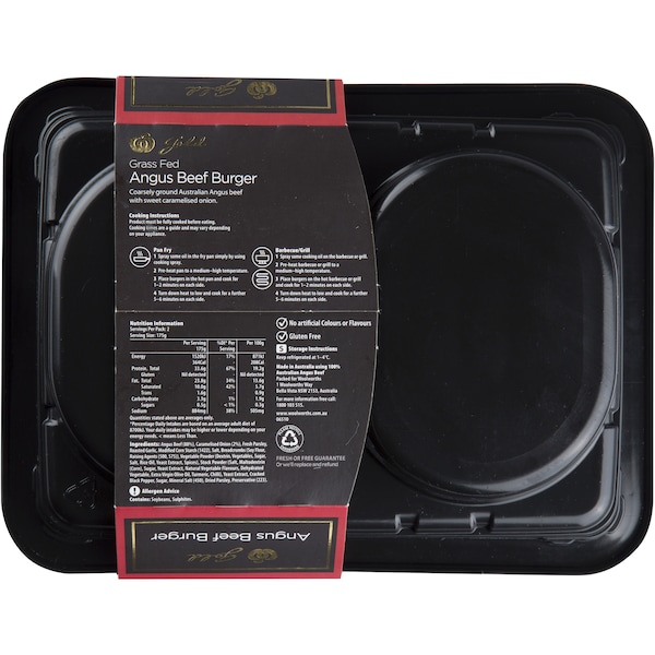 Woolworths Gold Angus Beef Burger With Caramelised Onion 350g