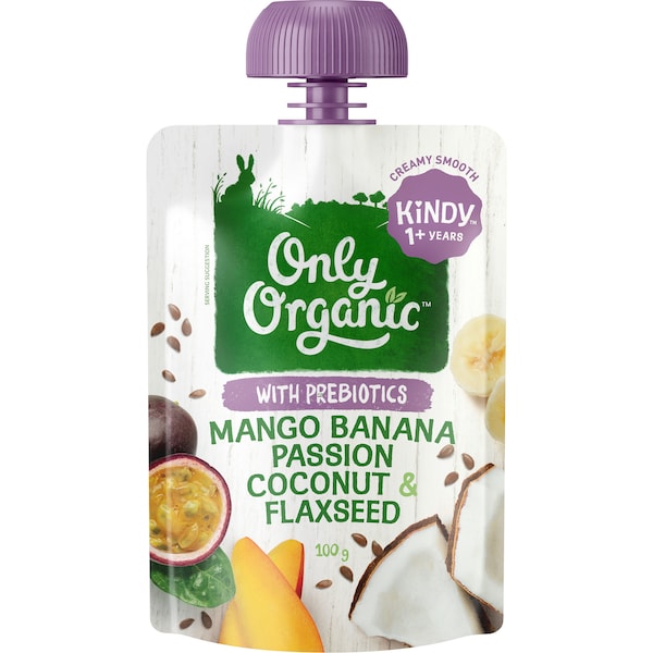 Only Organic Mango Banana Passion Flaxseed Coconut & Flaxseed 100g