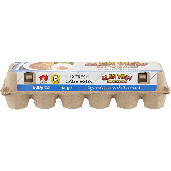 Glen View Poultry Farm 12 Large Caged Eggs 600g