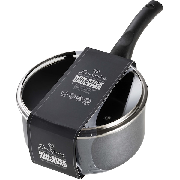 Inspire Non-Stick 18cm Saucepan With Lid Each