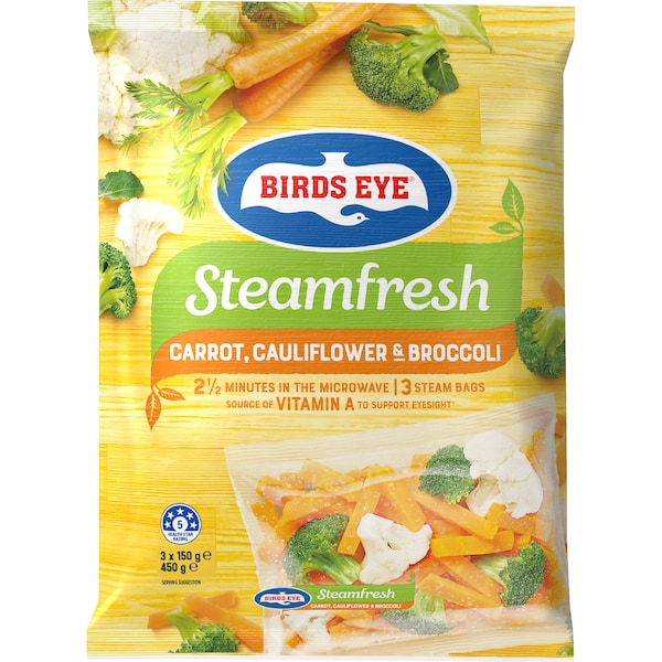 Birds Eye Steamfresh Carrot Cauliflower & Broccoli 450g