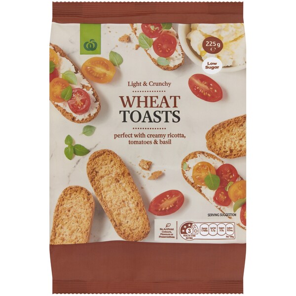 Woolworths Wheat Toasts 225g
