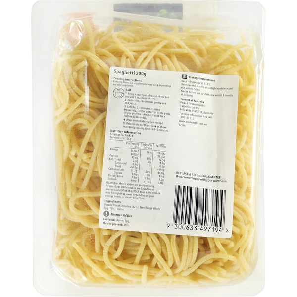 Woolworths Select Spaghetti 500g