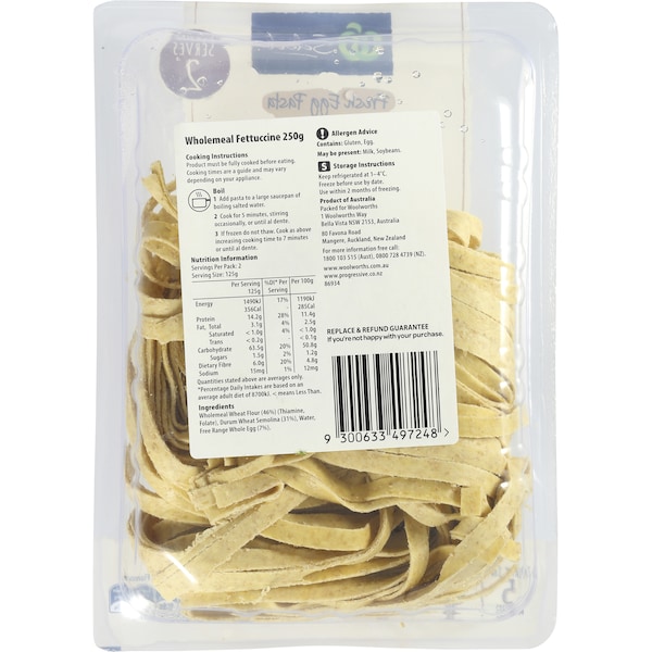 Woolworths Select Wholemeal Fettuccine 250g