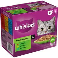 Whiskas Adult 1 + Years Wet Cat Food Mixed Favourites In Jelly