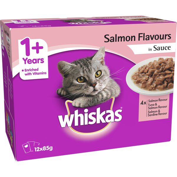 Whiskas Cat Food Salmon Flavours 12x85g