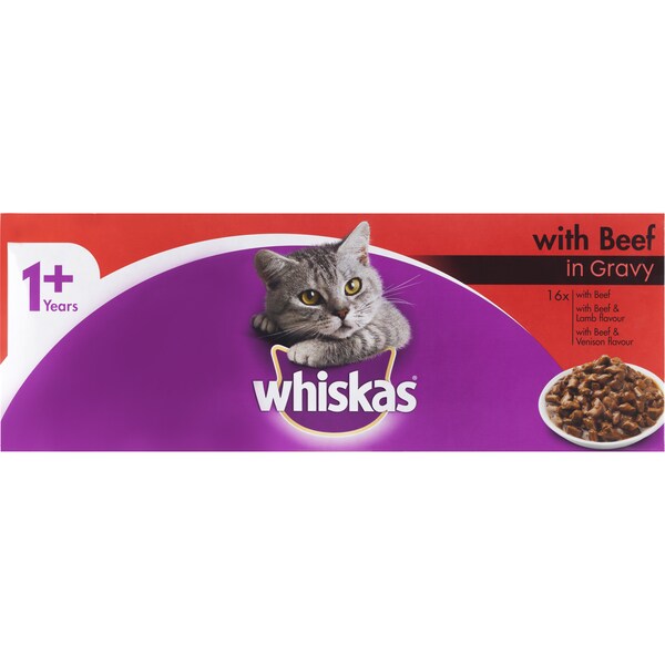 Whiskas Adult Cat Food With Beef 48pk