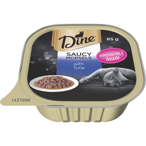 Dine Saucy Morsels With Tuna Wet Cat Food Tray 85g