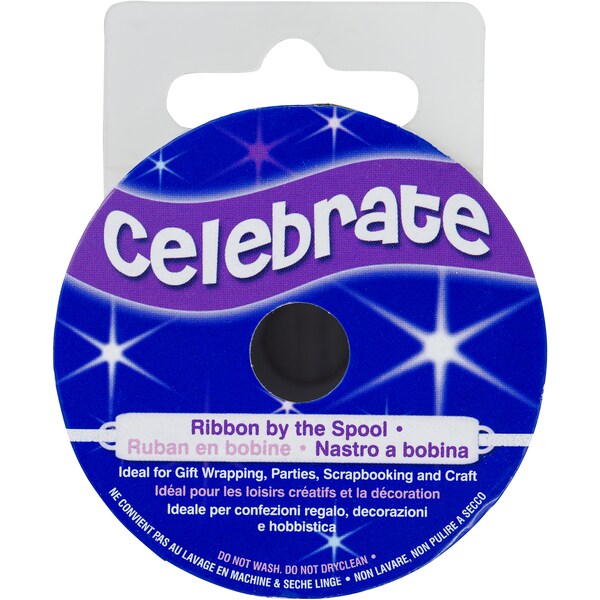 Celebrate Satin Ribbon 25mmx4m Black Each