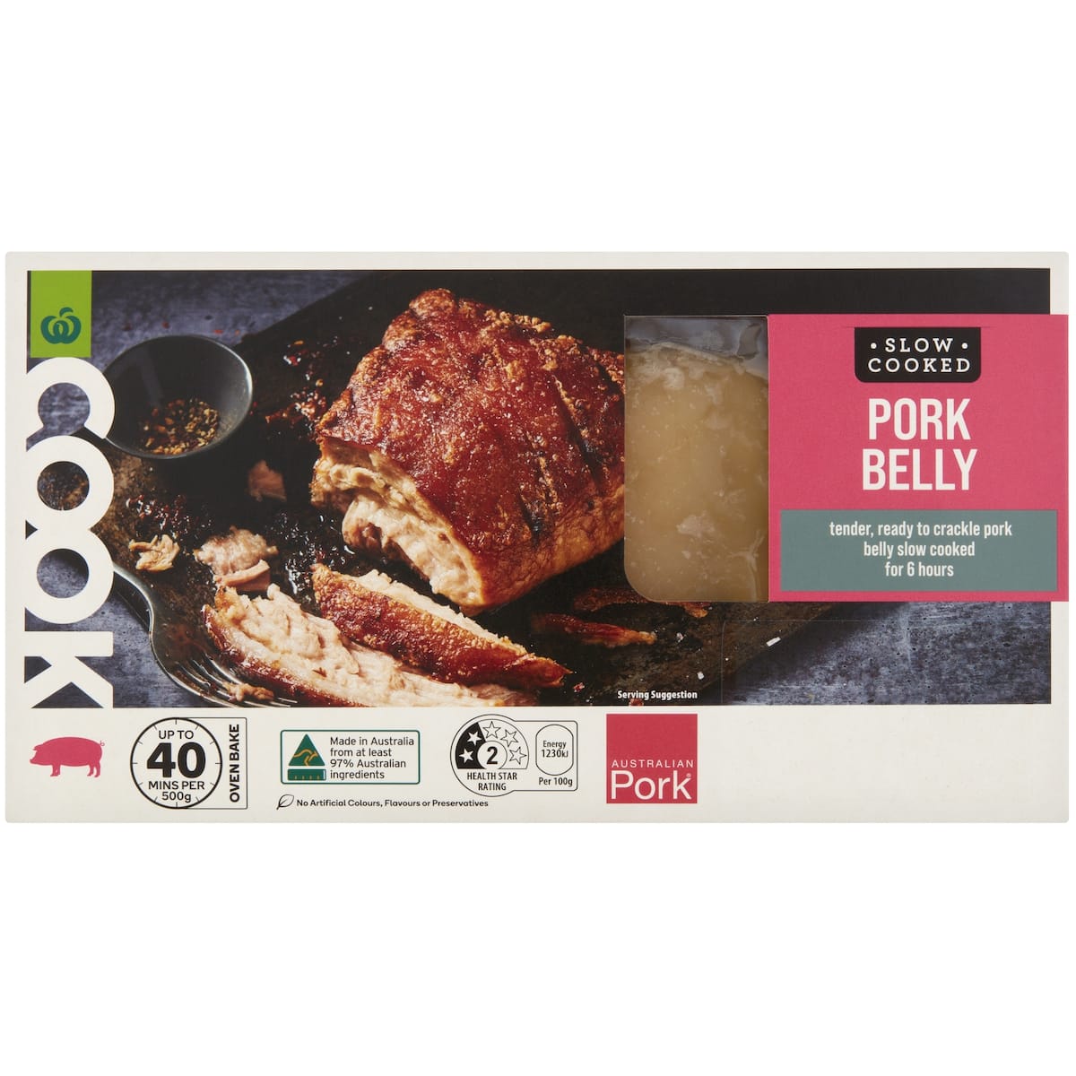 Woolworths Cook Pork Belly 400g 700g bunch