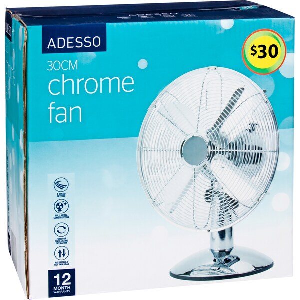 Adesso Fan Chrome Desk 30cm Each