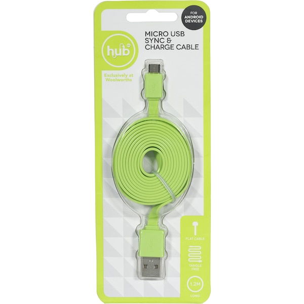 Hub Sync & Charge Micro Usb Flat Cable Each