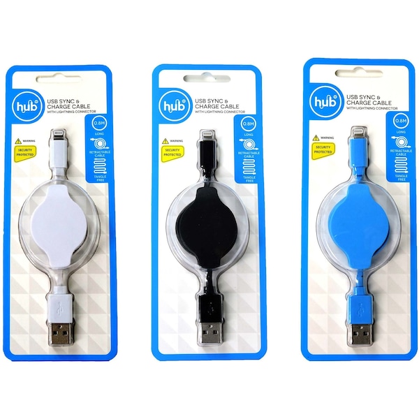 Hub Sync & Charge Retractable Cable 0.8m Long Each