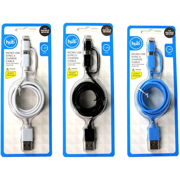 Hub Micro Usb & Charge Cable For Multiple Device 1.2m Long Each